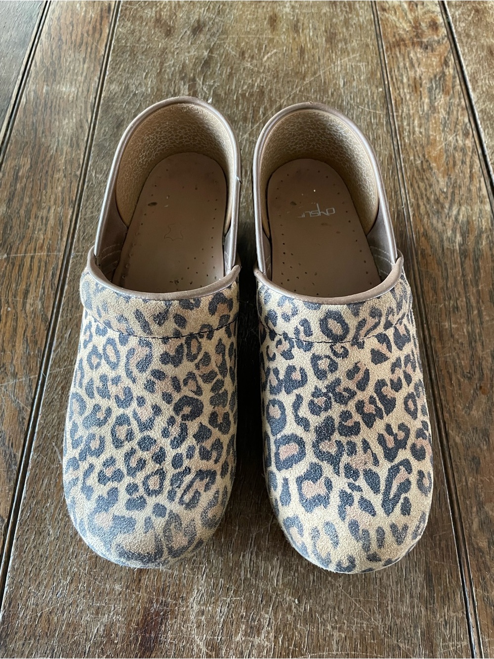 Women’s Leopard Print Slip-On Dansko Clogs - W39
